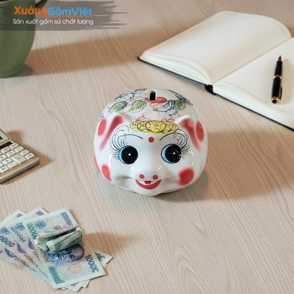 Heo đất in logo được đóng gói trong hộp quà tặng chỉn chu