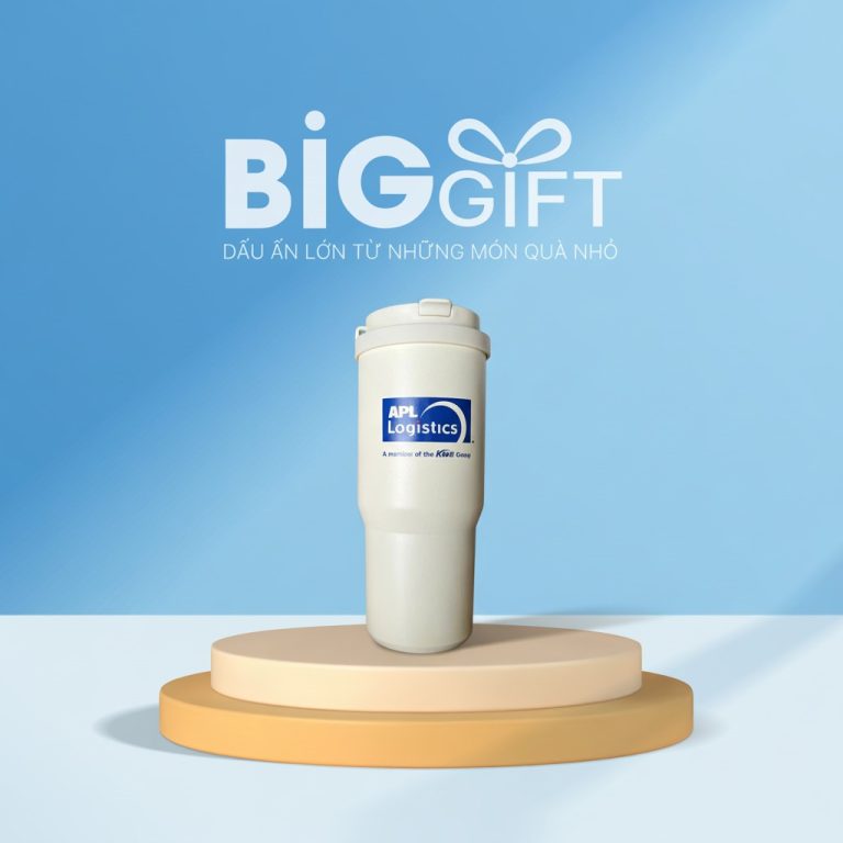 Ly giữ nhiệt quà tặng in logo APL Logistics màu trắng 900ml LGN01