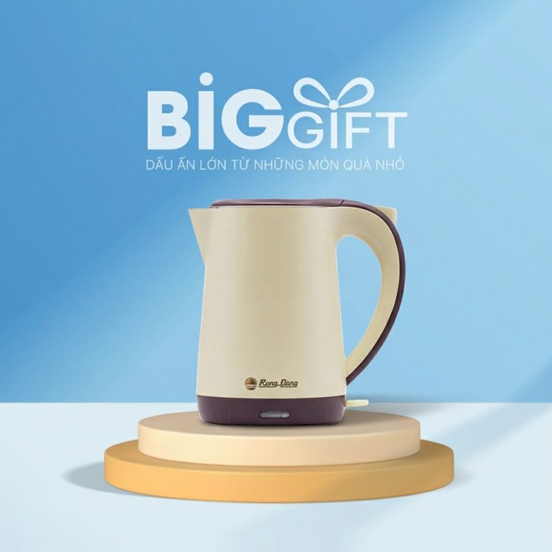 Ấm siêu tốc Rạng Đông quà tặng in logo 1,7 lít màu kem AST01