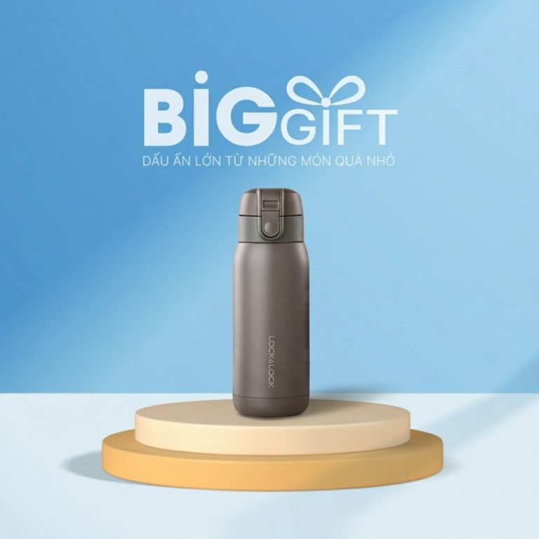 Bình giữ nhiệt quà tặng in logo thương hiệu Lock&Lock nút bấm 370ml BGN01