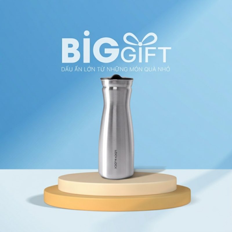 Bình giữ nhiệt quà tặng in logo thương hiệu Lock&Lock quai xách 1.1L BGN02