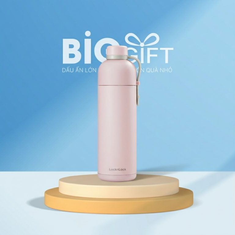 Bình giữ nhiệt quà tặng Lock&Lock Belt Bottle màu hồng 490ml BGN04