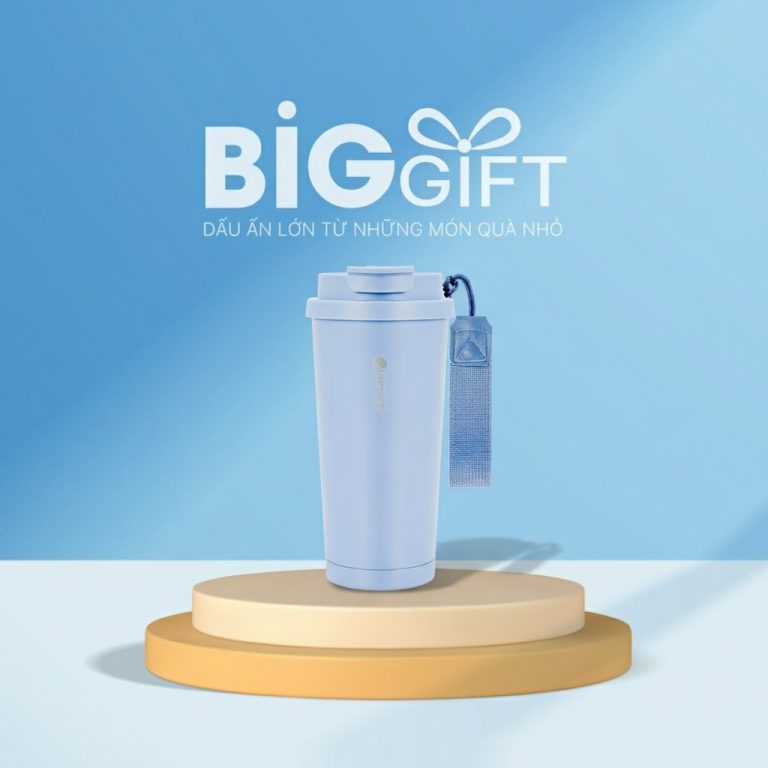 Cốc giữ nhiệt quà tặng in logo Elmich 510ml màu xanh LGN03