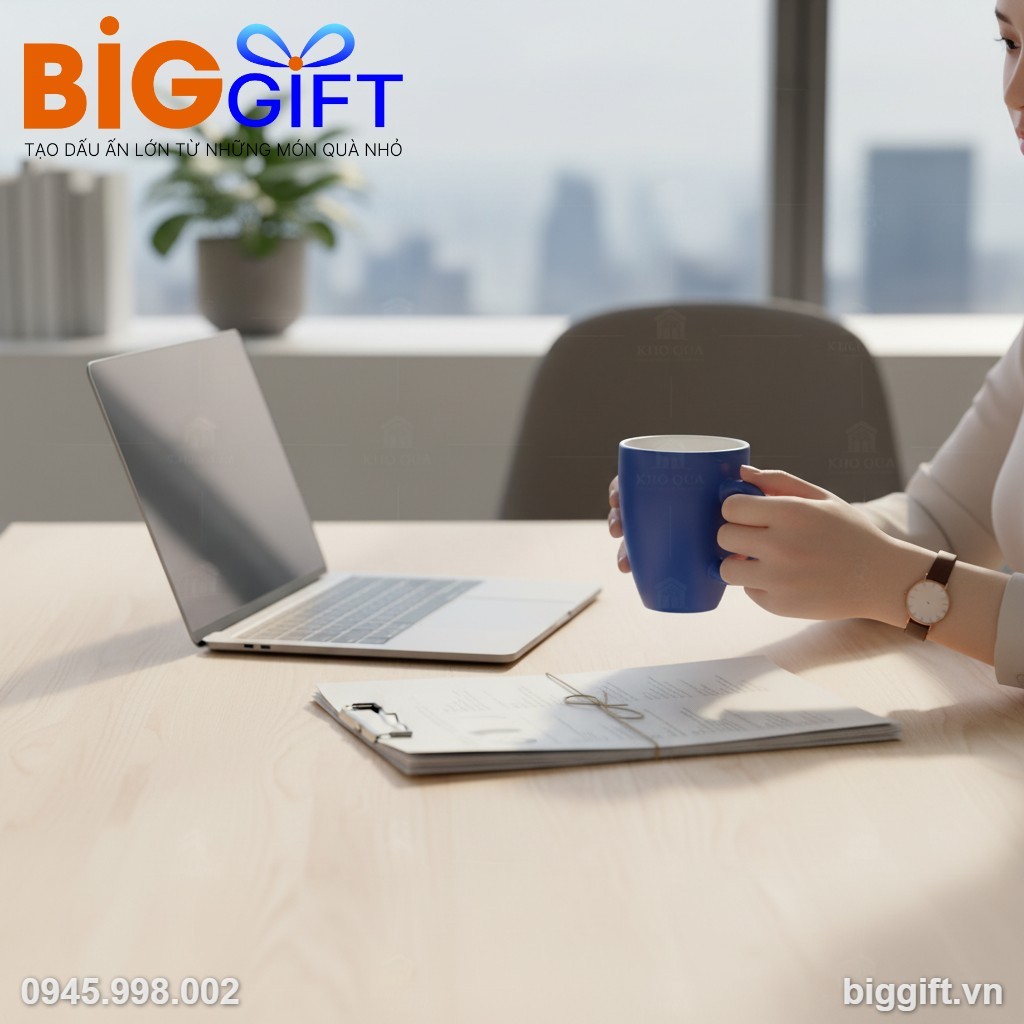 Cốc sứ Bát Tràng quà tặng in logo dáng Lotte men màu mát LS02