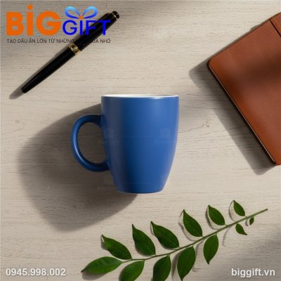 Cốc sứ Bát Tràng quà tặng in logo dáng Lotte men màu mát LS02