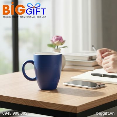 Cốc sứ Bát Tràng quà tặng in logo dáng Lotte men màu mát LS02