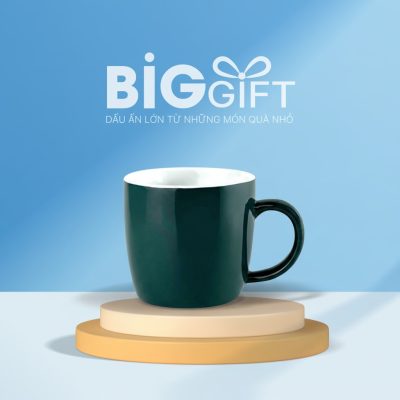 Cốc sứ quà tặng men màu xanh cổ vịt dáng trụ lùn 300ml LS06