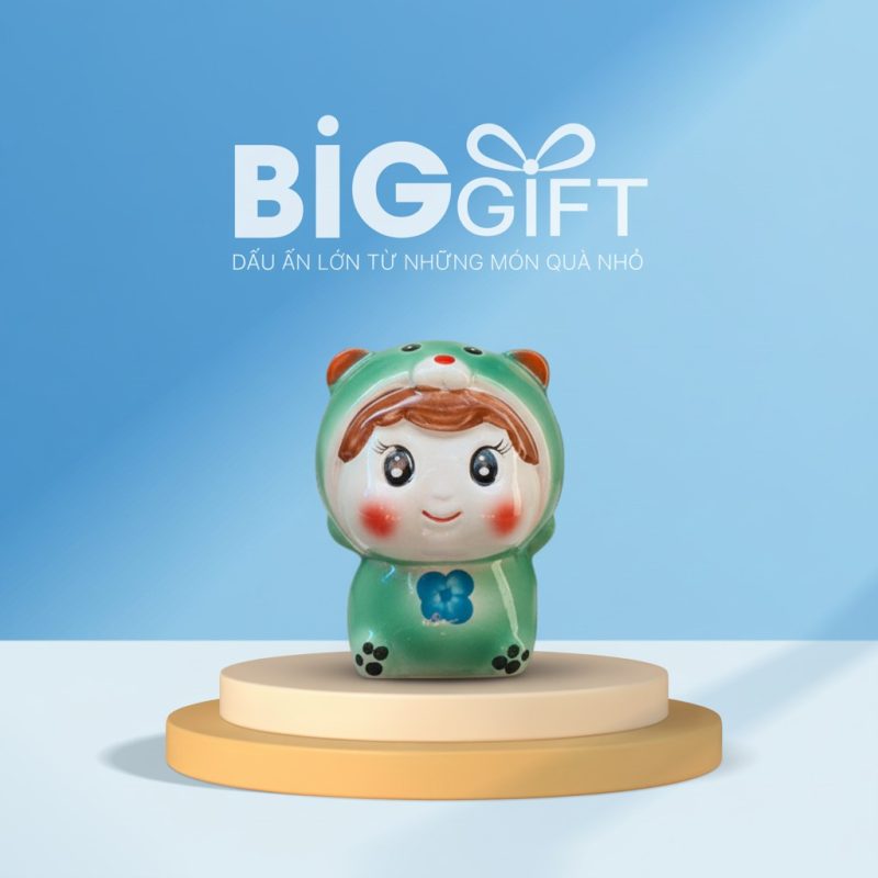 Heo đất búp bê quà tặng in logo nhiều màu sắc HĐ04