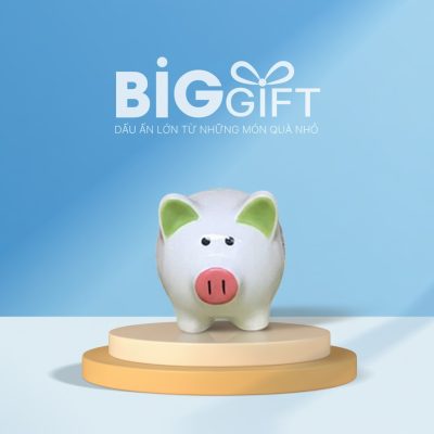 Heo đất quà tặng in logo 13x14x14cm màu xanh HĐ02