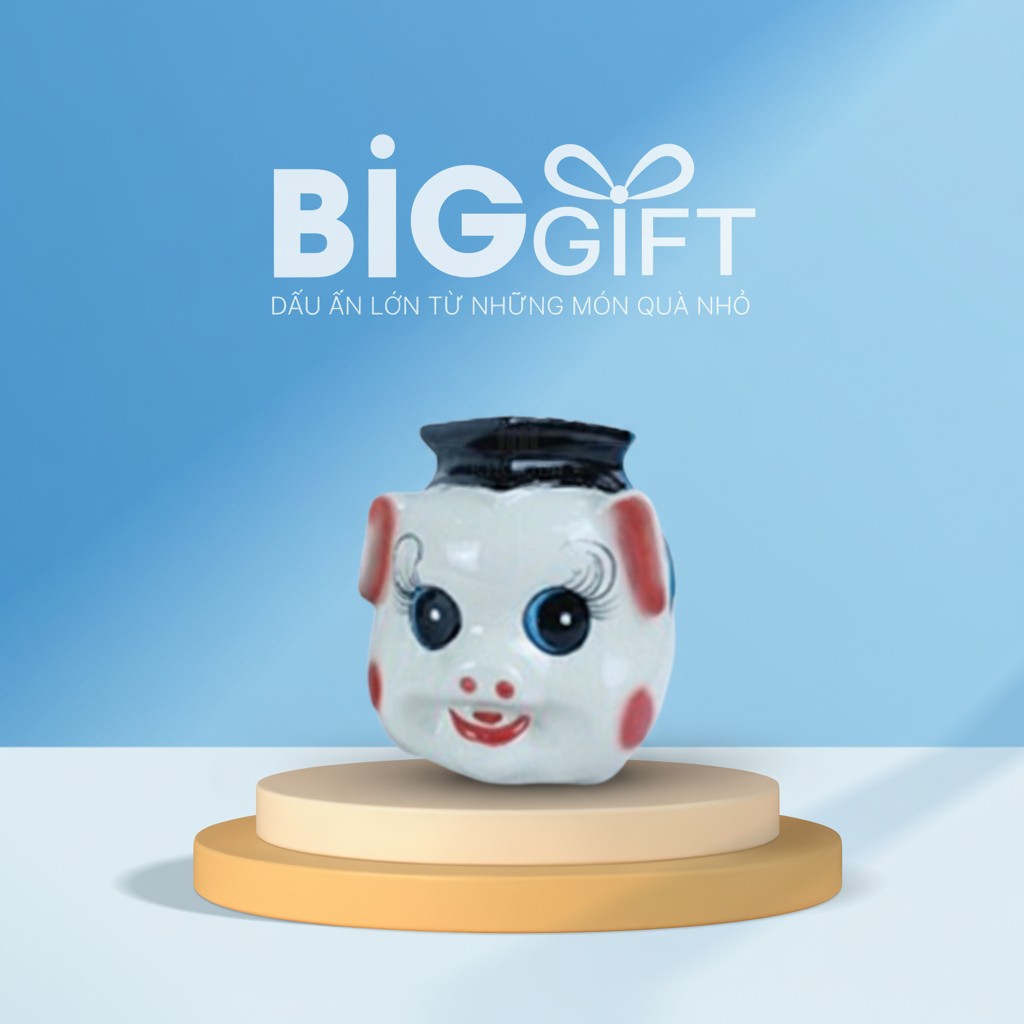 Heo đất quà tặng in logo cử nhân 19x14x17cm HĐ04