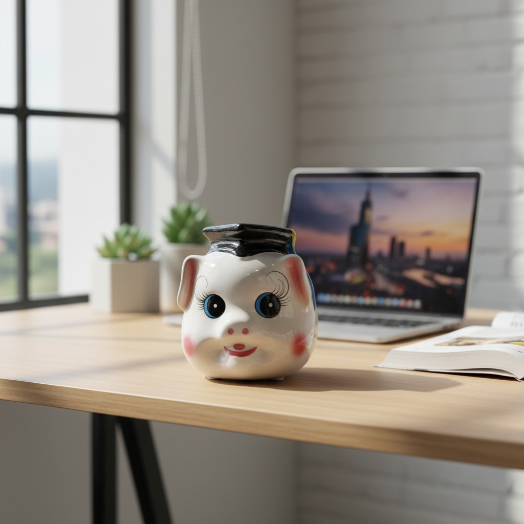 Heo đất quà tặng in logo cử nhân 19x14x17cm HĐ04