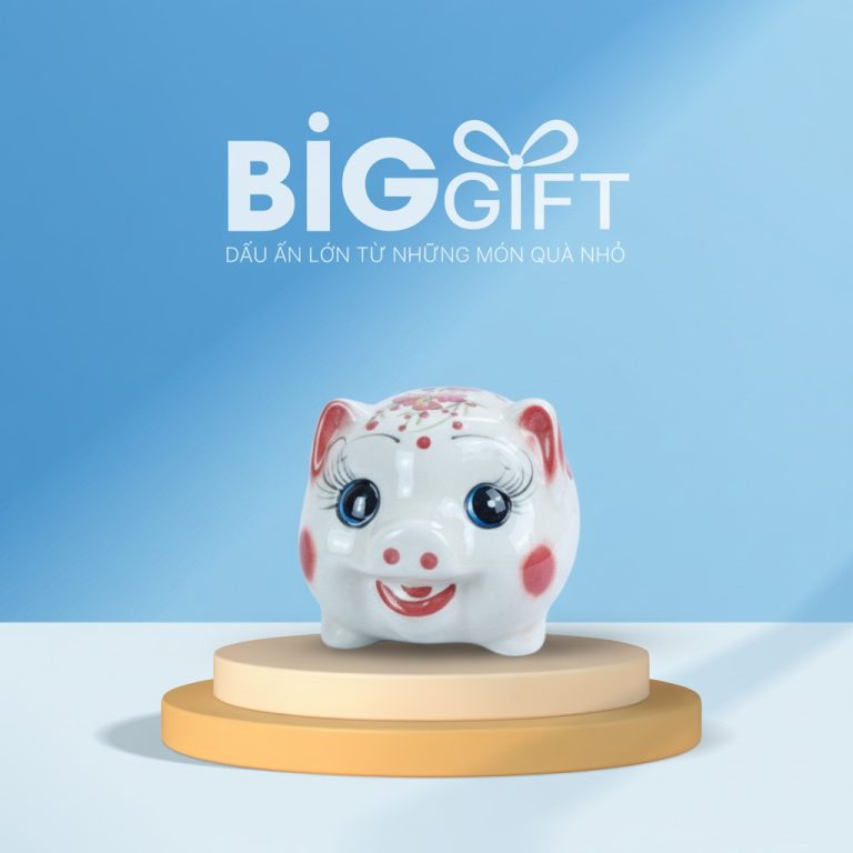 Heo đất in logo quà tặng đầu chữ 12x15x17cm HĐ06