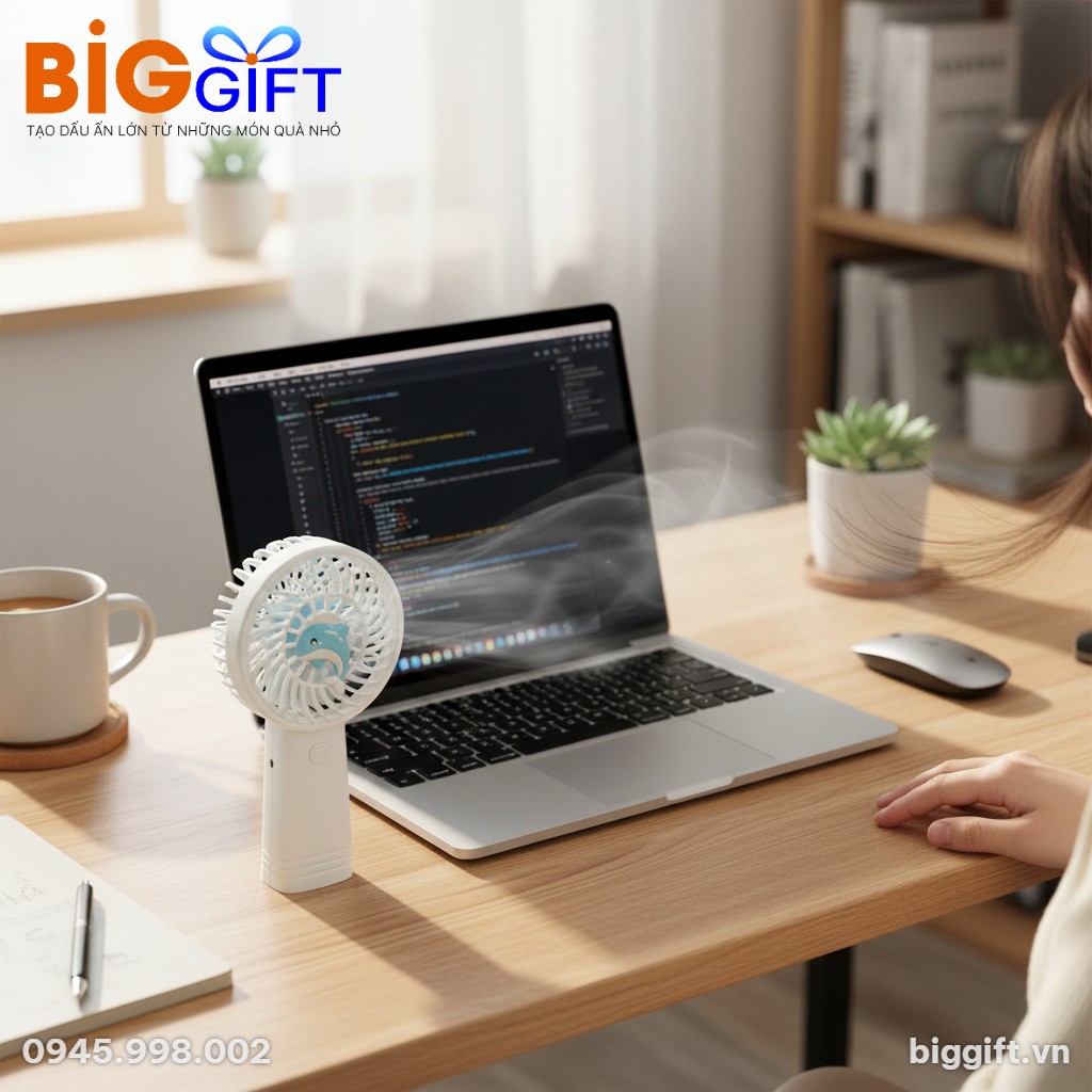 quat-dien-mini-cam-tay-qua-tang-in-logo-xanh-duong-19cm-q04