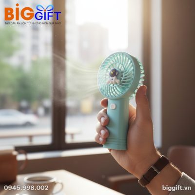 quat-dien-mini-cam-tay-qua-tang-in-logo-xanh-duong-19cm-q04