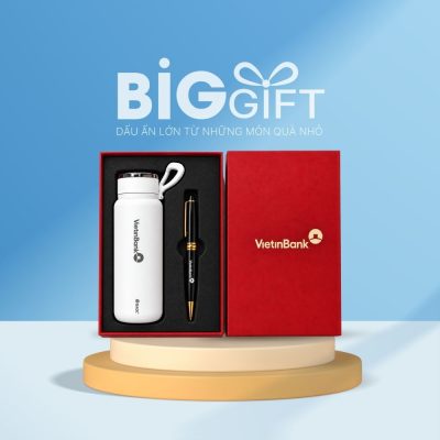 Giftset quà tặng in logo bình giữ nhiệt BAOL 1200ml và bút ký kim loại BGS-24
