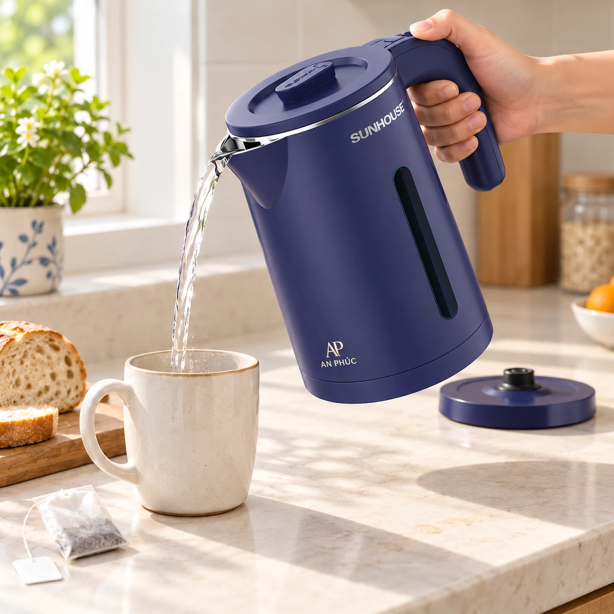 Ấm siêu tốc SUNHOUSE SHD1355 1,8 lít xanh than – gợi ý dùng tại góc pha đồ uống