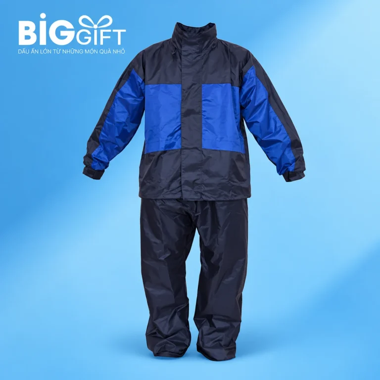 Áo mưa bộ hai lớp tổ ong 62A phối xanh navy