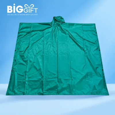Áo mưa poncho vải dù tổ ong màu xanh lá – poncho xanh lá với thân phủ rộng
