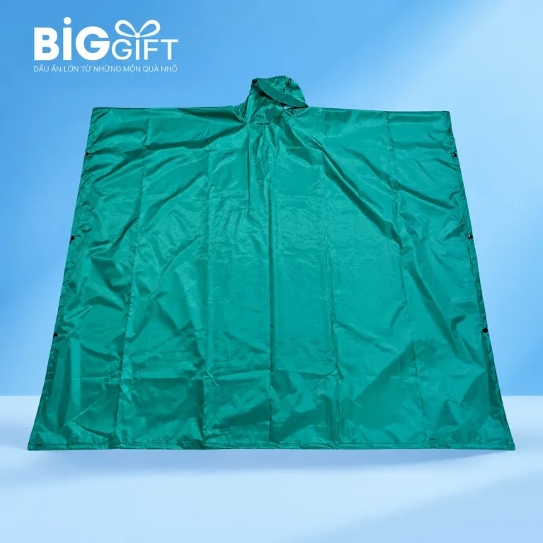 Áo mưa poncho vải dù tổ ong màu xanh lá