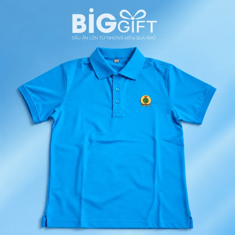 &Aacute;o polo cotton xanh dương cổ bẻ tay ngắn