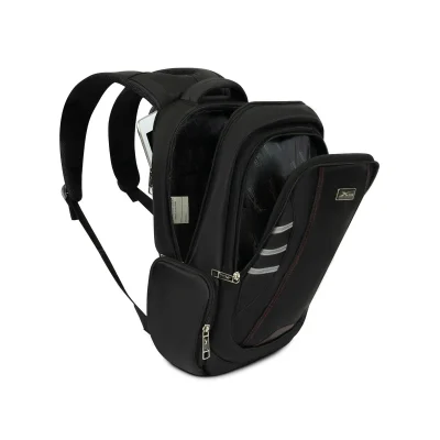 Balo XBag 03 đen chỉ đỏ phối dải xám – xem khoang mở để trao đổi cách chia đồ