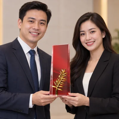 Mô phỏng trao biểu trưng đỏ nhánh lá vàng