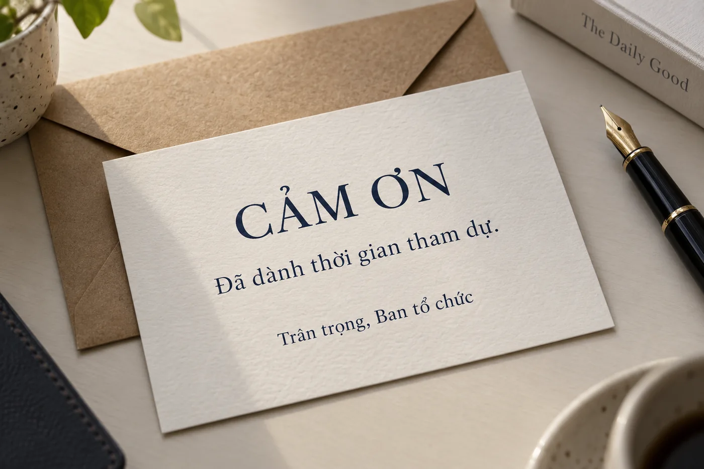 Thiệp demo ghi Cảm ơn, Đ&atilde; d&agrave;nh thời gian tham dự v&agrave; Tr&acirc;n trọng, Ban tổ chức