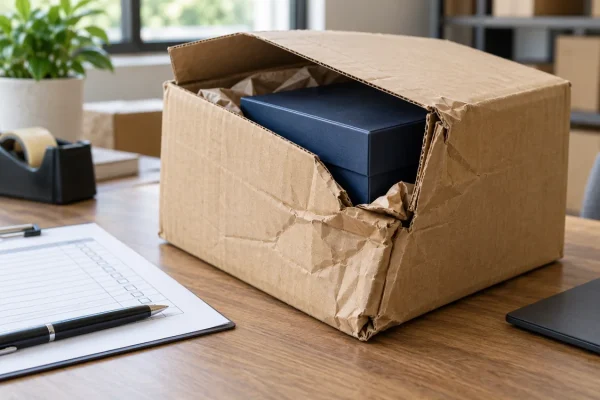 Kiện carton bị móp góc cạnh hộp quà và phiếu kiểm