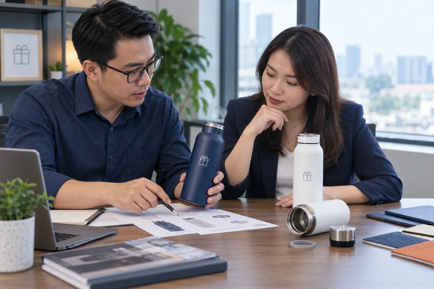 Nh&oacute;m mua h&agrave;ng đối chiếu hai b&igrave;nh, nắp v&agrave; giấy th&ocirc;ng tin mẫu