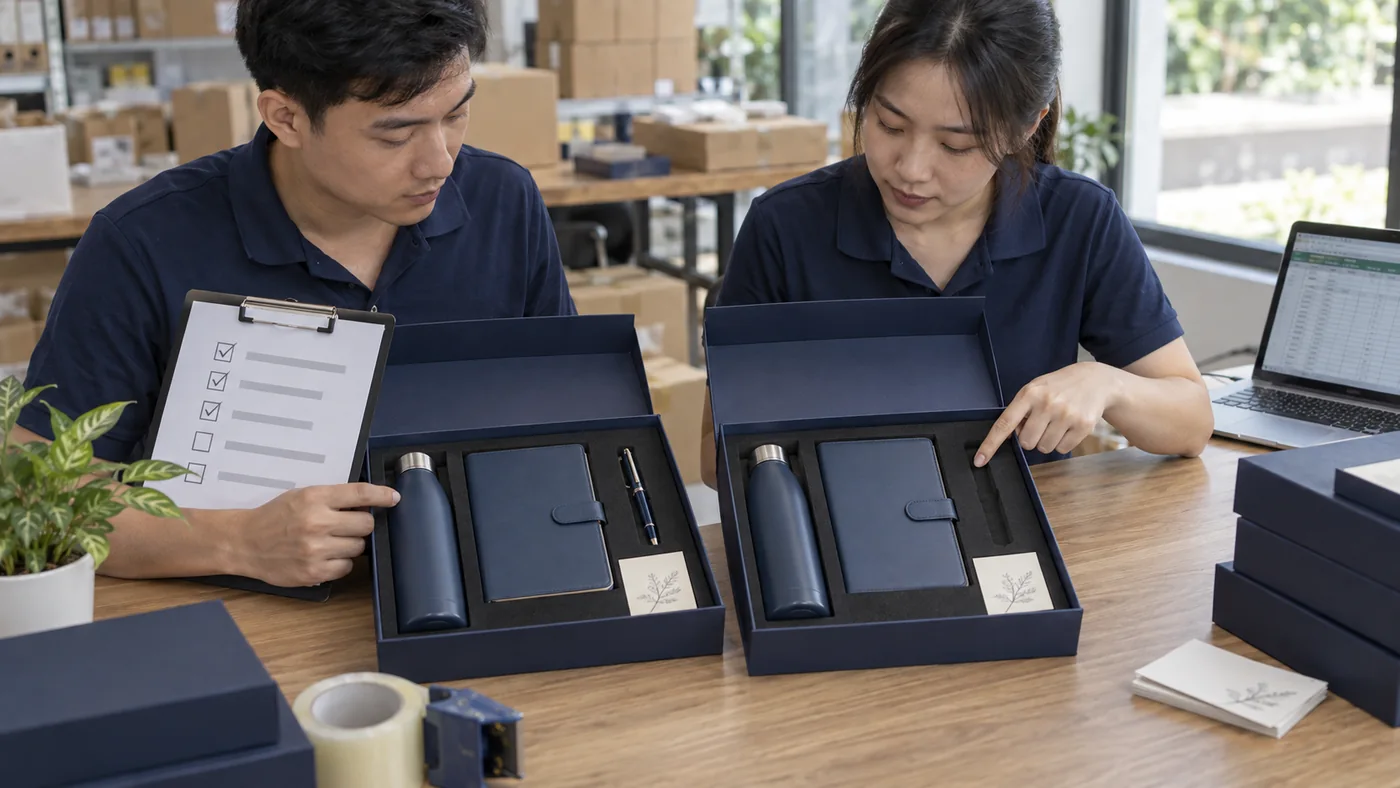 Hai nh&acirc;n sự đối chiếu bộ đủ v&agrave; bộ c&oacute; hốc b&uacute;t trống theo phiếu kiểm