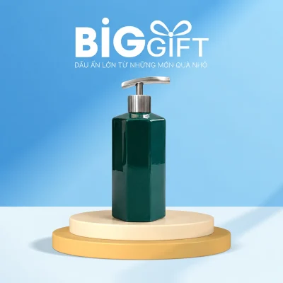 Bình gốm có vòi inox bát giác 250 ml, men xanh đậm – men xanh đậm trên thân bát giác 250 ml