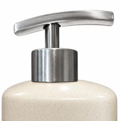 Bình gốm có vòi inox dáng oval 250 ml, men chấm – xem phần vai và đầu nhấn