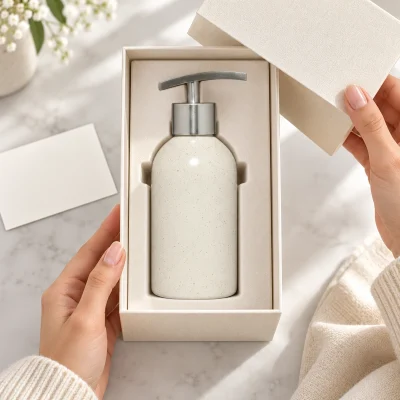 Bình gốm có vòi inox trụ tròn 180 ml, men chấm – hộp quà theo thân bình và đầu vòi