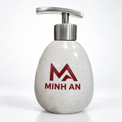 Bình gốm có vòi inox dáng trứng 250 ml, men chấm – đặt logo ở khoảng giữa thân
