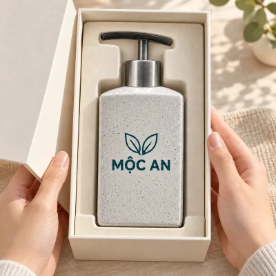 Bình gốm có vòi inox dáng vuông 500 ml, men chấm – một món quà có thể bố trí ngay sau khi mở