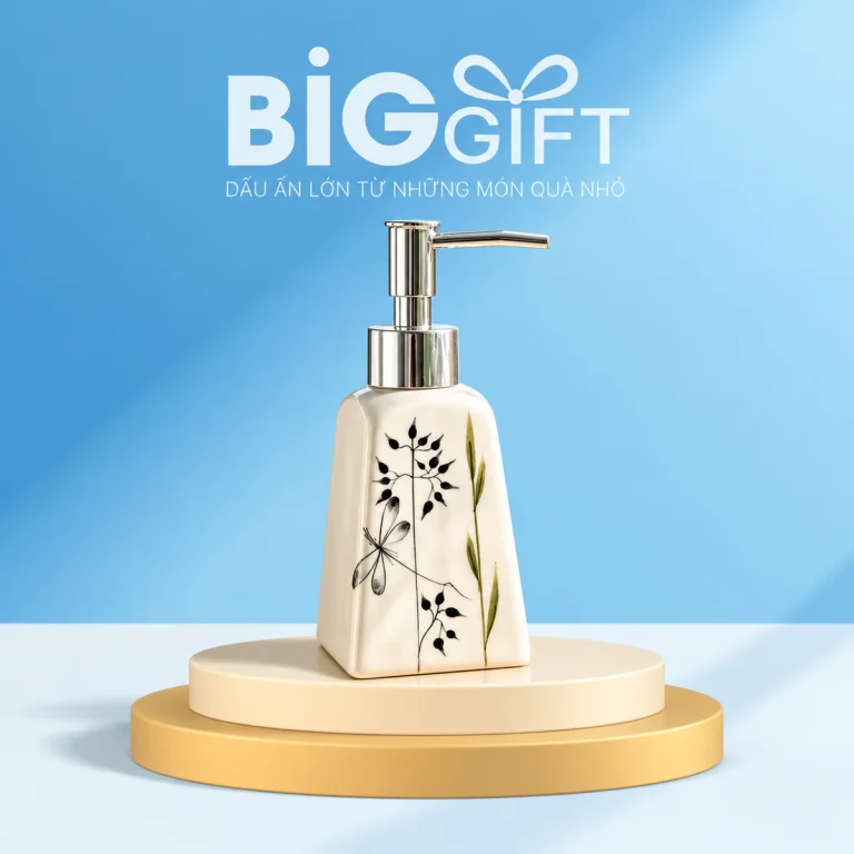 Bình gốm có vòi dáng thang vai xuôi 200 ml, vẽ lá