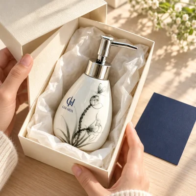 Bình gốm có vòi dáng xoài nhỏ 200 ml, vẽ sen – mở một món quà nhỏ được bảo vệ chỉn chu