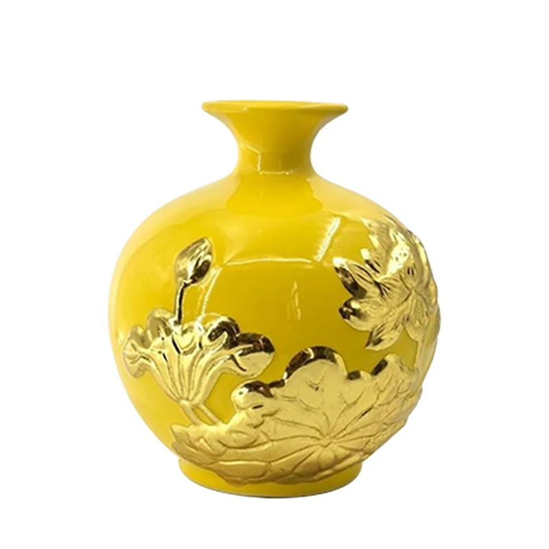 Ảnh thật bình hoa sen H18 men vàng, không có đế