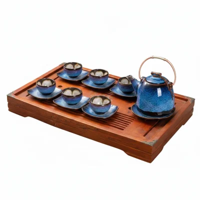 Ảnh nguồn góc nghiêng bộ Chuông2 Lân Xanh với lòng chén kem nâu và quai xách vòng