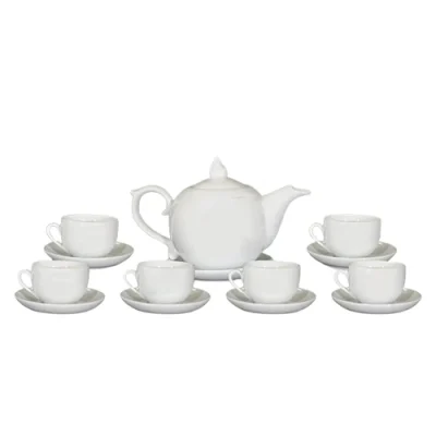 Ảnh nguồn bộ bưởi lửa 02 men trắng với sáu chén và đĩa kê