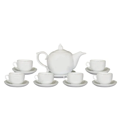 Ảnh nguồn bộ bưởi lửa 02 men trắng với sáu chén và đĩa kê