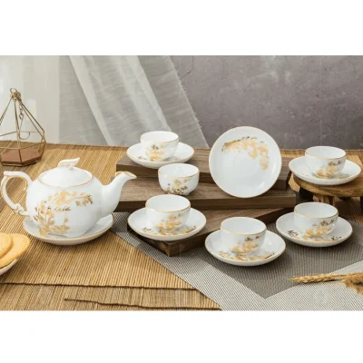 Ảnh nguồn bộ trà phượng hoàng 03 với chén rời và đĩa dựng để xem họa tiết