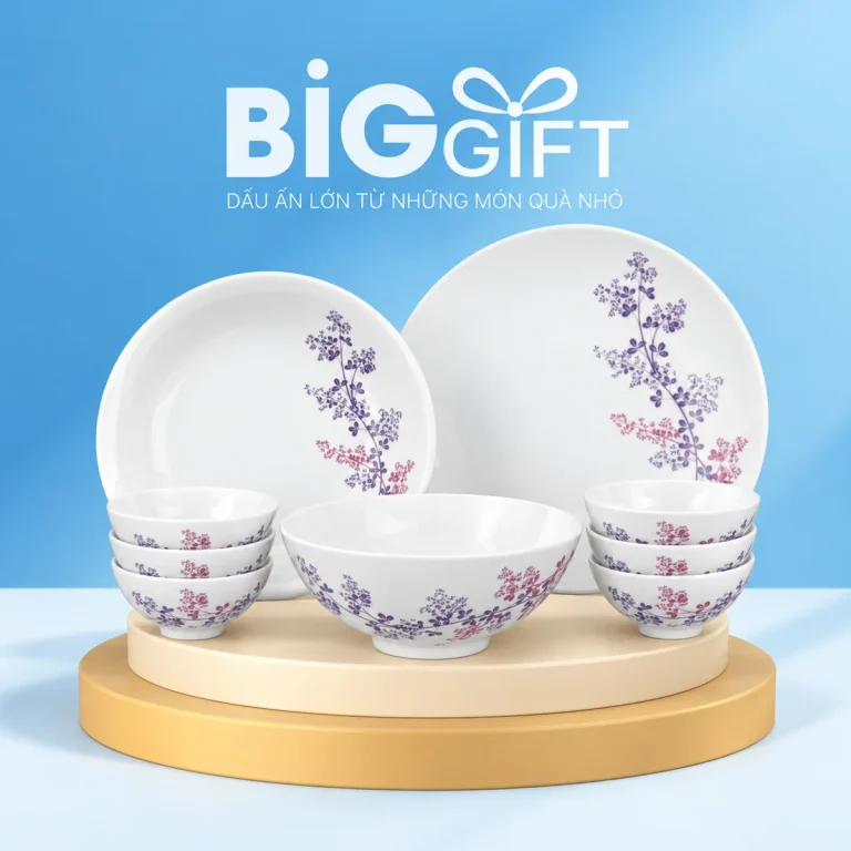 Bộ đồ ăn Daisy Cỏ T&iacute;m 9 m&oacute;n