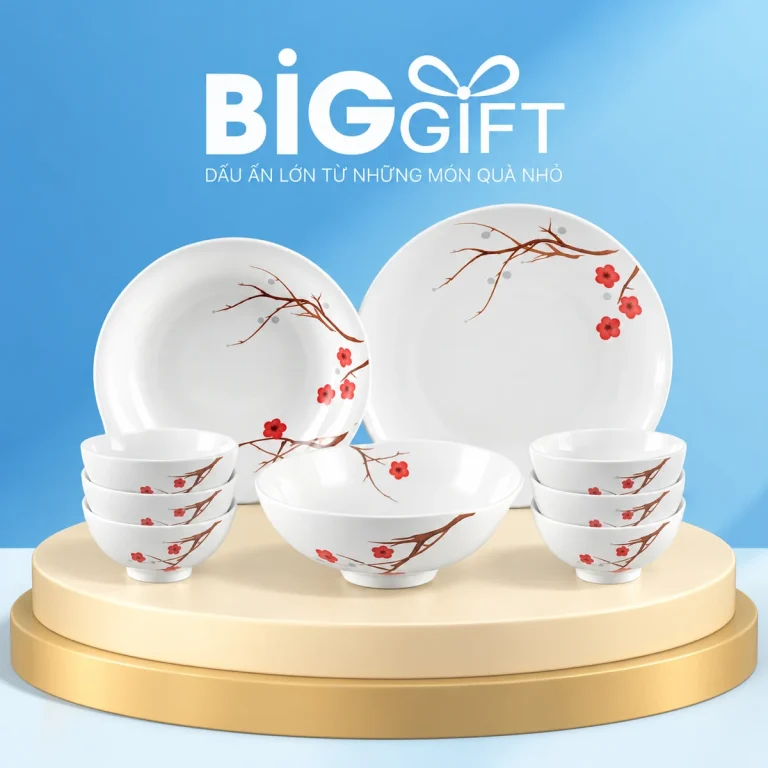 Bộ đồ ăn Daisy Hồng Mai 9 m&oacute;n