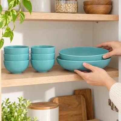 Bộ đồ ăn Timeless xanh dương 9 món – xếp chén đĩa gọn trong tủ