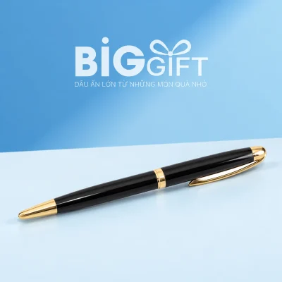 Bút ký kim loại BKV 001 đen phối vàng trên nền BigGift