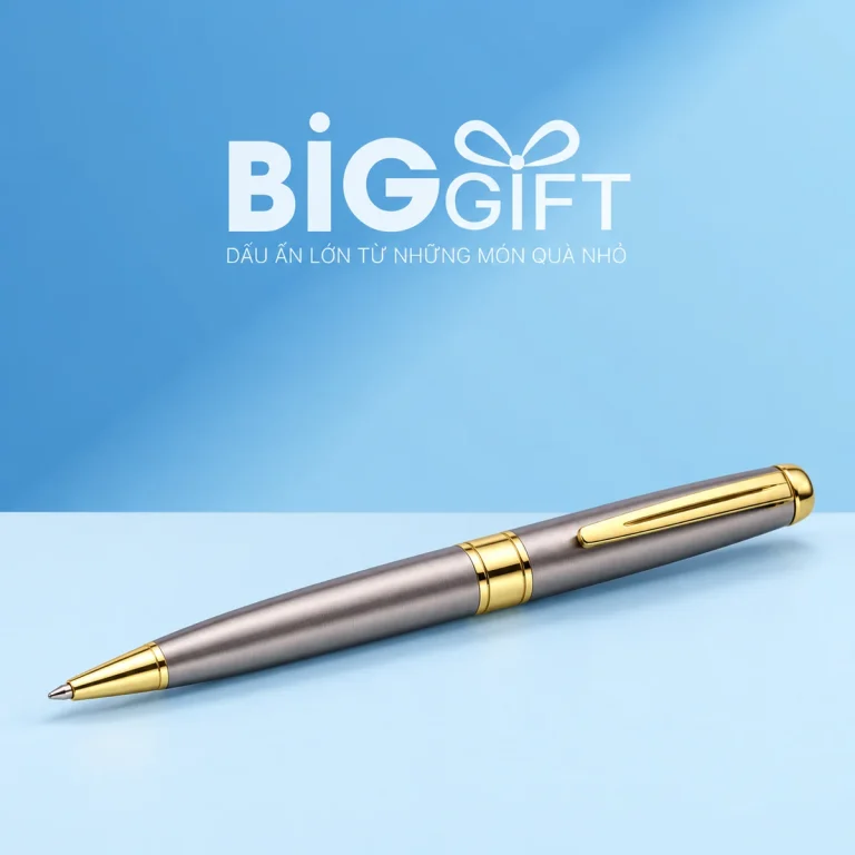 Bút ký kim loại BKV 004 xám phối vàng