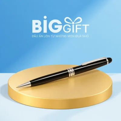 Bút ký kim loại BKV 006 đen phối bạc – đầu bút bạc thuôn dài