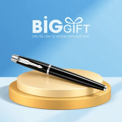 Bút ký kim loại BKV 008 đen phối bạc – cài bút hình lông vũ tông bạc