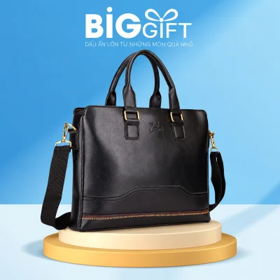 Cặp Yuumy CAYUUMY07 đen hai quai vòm, dây đeo rời trên nền BigGift